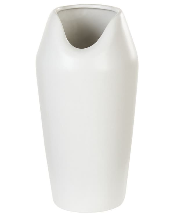 Dekorativ vase Hvit Steintøy 33 cm Glamorøst design Tilbehør Dekorasjon Moderne