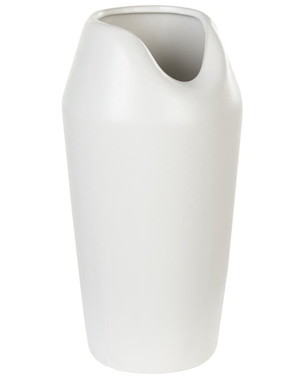 Dekorativ vase Hvit Steintøy 33 cm Glamorøst design Tilbehør Dekorasjon Moderne
