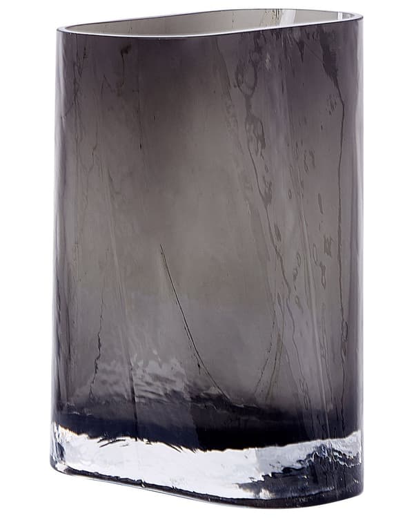 Blomvas Mörkgrå Glas 20 cm Dekorativ Bordsskiva Heminredning Modern Design