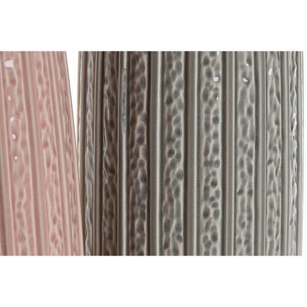 Maljakko Home ESPRIT Pinkki Vaaleanharmaa Posliini 16 x 16 x 38 cm (2 osaa)