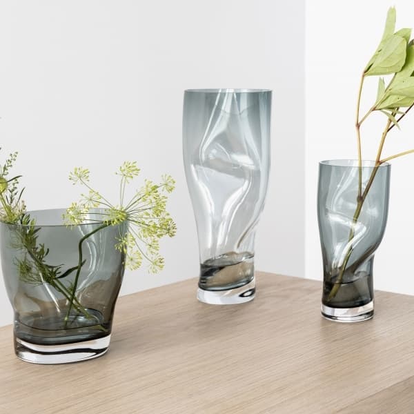 Squeeze Vase Bluish Grey, 18cm - Orrefors