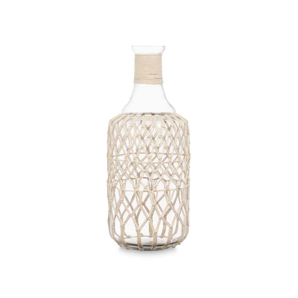 Flaska 21638W Vit Transparent 19 x 48 cm Dekorations (2 antal)