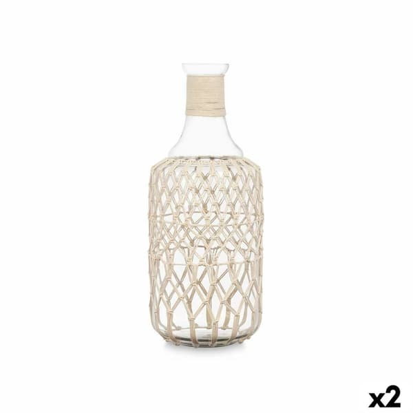 Flaske 21638W Hvid Gennemsigtig 19 x 48 cm Dekorativ (2 enheder)