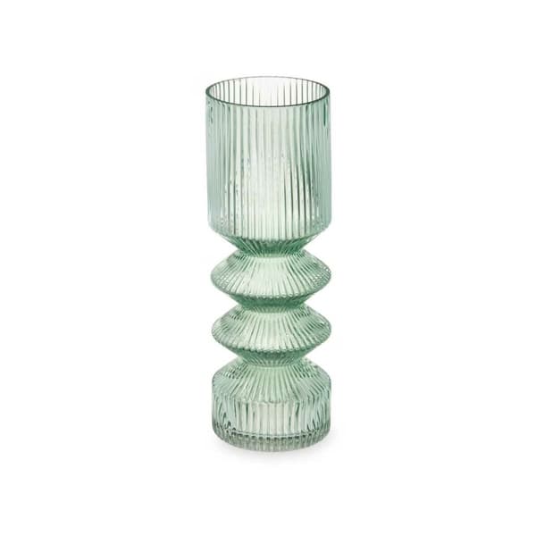 Vase Striber Grøn Krystal 8 x 23 x 8 cm (8 enheder)