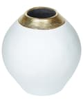 Miniatyrbilde 1 av 6: Dekorativ vase Hvit Keramikk 31 cm Bordvase med gullhals