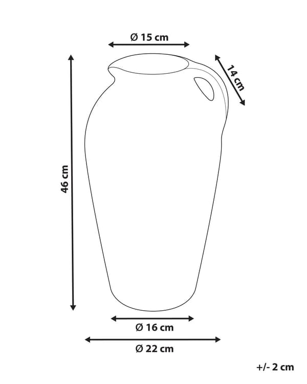 Koristemaljakko beige 46 cm terrakotta käsintehty kahvalla uurna perinteinen