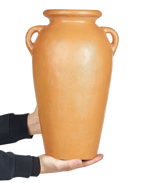Koristemaljakko oranssi 42 cm terrakotta käsintehty uurna kahvoilla vintage-tyyli