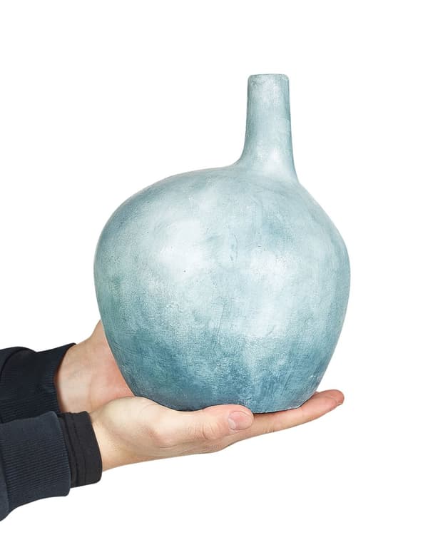 Dekorativ vase i blå terrakotta 26 cm Håndlaget, med tradisjonell effekt Hjemmeinnredning Stue