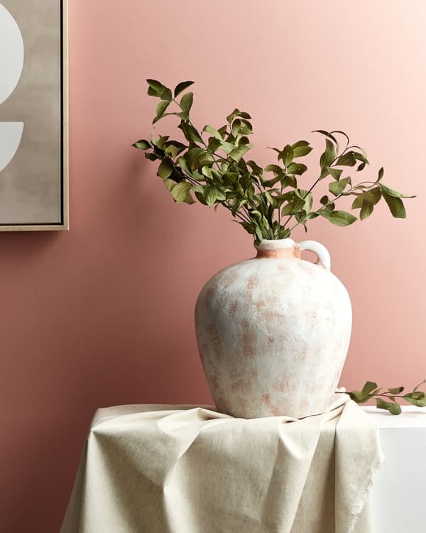 Dekorativ vase i hvit terrakotta 30 cm Håndlaget, med tradisjonell effekt Hjemmeinnredning Stue