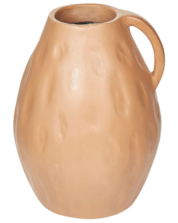 Dekorativ vase Beige Terracotta 40 cm Håndlaget Tradisjonell design Hjemmedekorasjon Stue