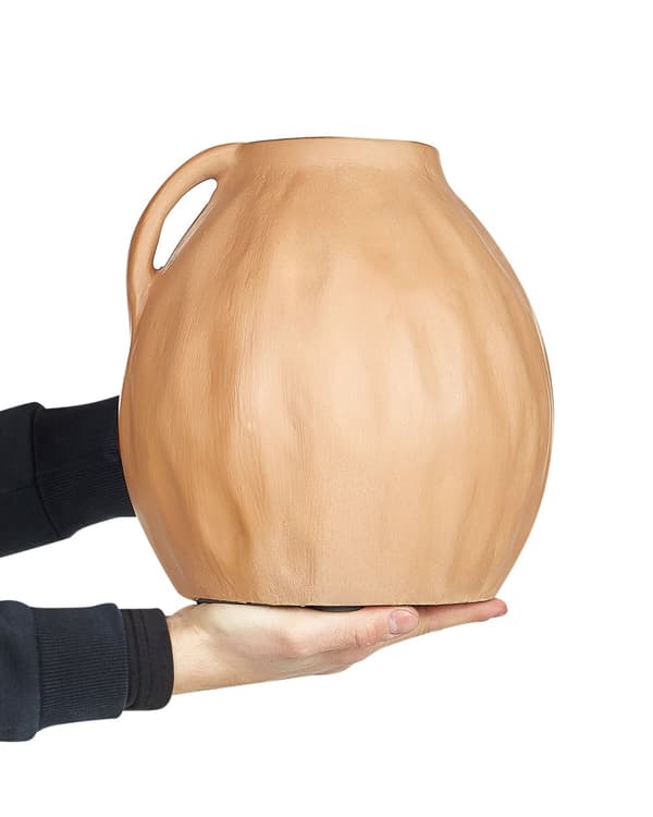 Dekorativ vase Beige Terracotta 27 cm Håndlaget Tradisjonell design Hjemmeinnredning Stue