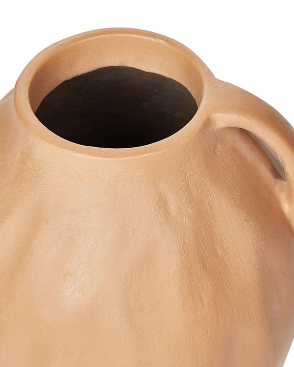 Dekorativ vase Beige Terracotta 27 cm Håndlaget Tradisjonell design Hjemmeinnredning Stue