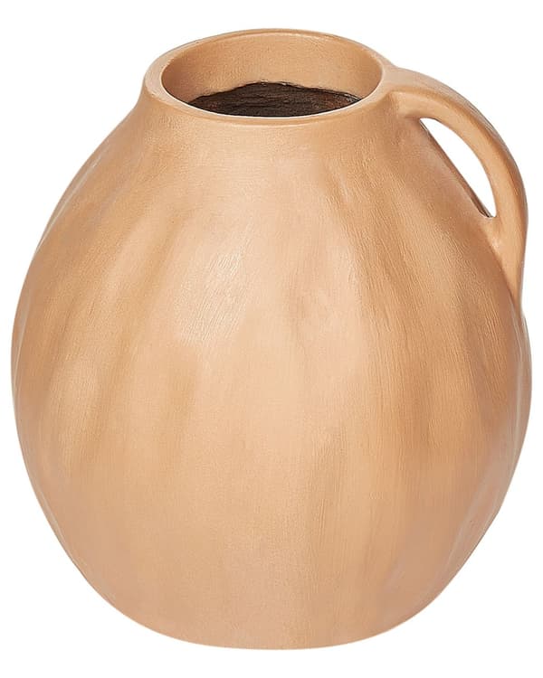 Dekorativ vase Beige Terracotta 27 cm Håndlaget Tradisjonell design Hjemmeinnredning Stue