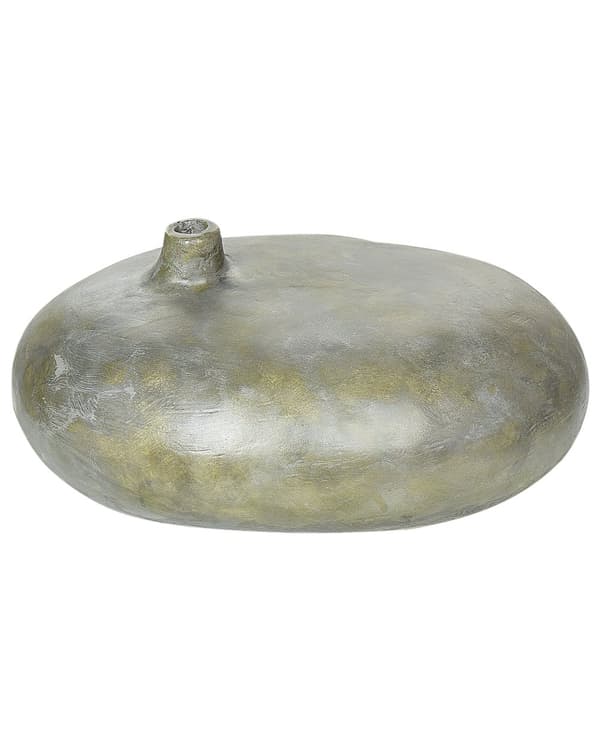 Dekorativ vase grå guld 15 cm terrakotta håndlavet skulptur slidt finish rustik