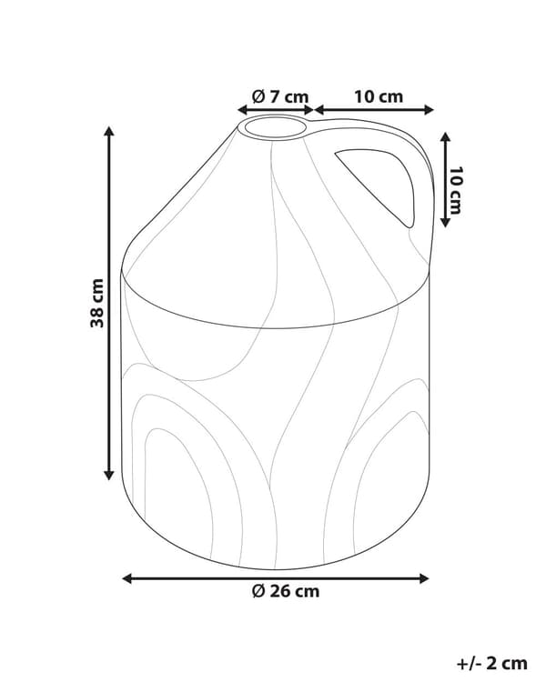 Dekorativ vase flerfarvet 38 cm terrakotta håndlavet abstrakt mønster med hank rustik