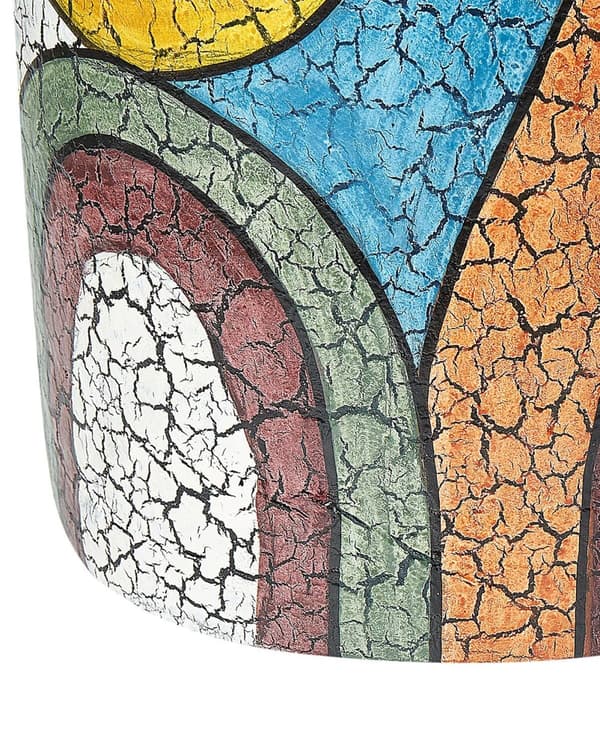 Dekorativ vase flerfarvet 38 cm terrakotta håndlavet abstrakt mønster med hank rustik