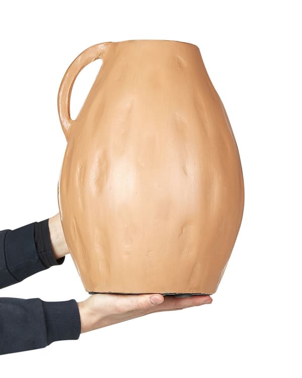 Dekorativ Vas Beige Terrakotta 40 cm Handgjord Traditionell Design Heminredning Vardagsrum