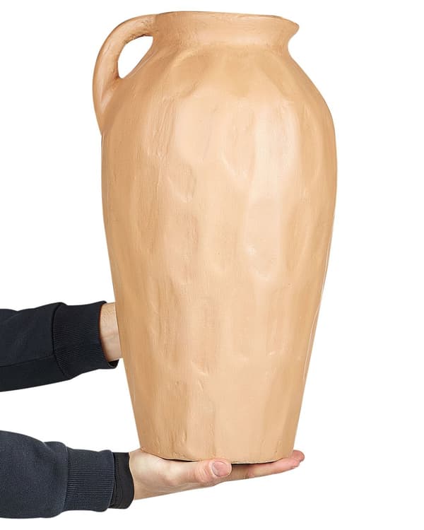 Dekorativ Vas Orange Terrakotta 47 cm Handgjord Traditionell Design Heminredning Vardagsrum