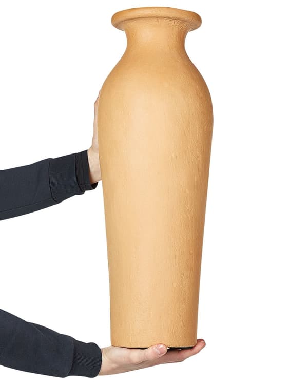 Dekorativ vase orange 60 cm terracotta håndlavet høj cylinder traditionel