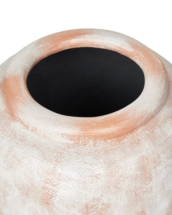 Dekorativ vas Off-White Terracotta Sliten effekt Målad Vintage Look Oval form