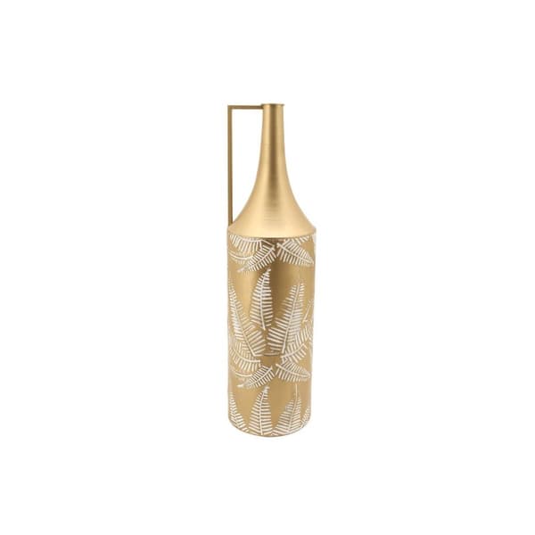 Vase DKD Home Decor Gylden Metal Flødefarvet Tropisk Blad af en plante (21 x 21 x 81 cm)