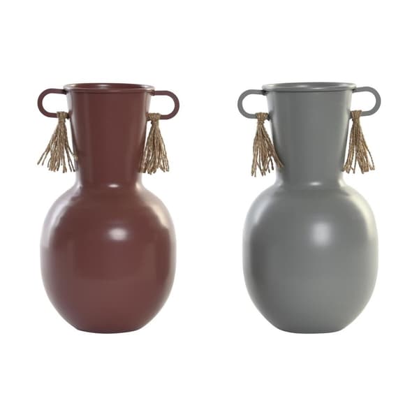 Maljakko DKD Home Decor 14 x 13 x 24 cm Harmaa Metalli Terrakotta (2 osaa)