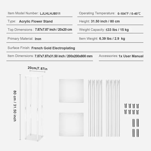 Bryllupsblomsterstand, Guldmetal Finish, Geometrisk Midterstykke Stand, TypeC 4stk 90cm