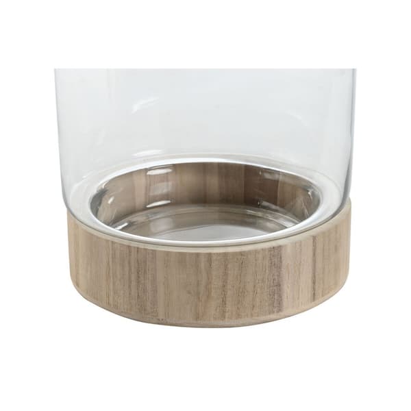 Vase Home ESPRIT Gennemsigtig Natur Træ Krystal 21 x 21 x 42 cm