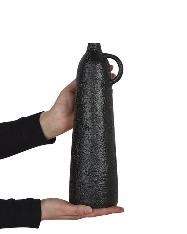 Koristemaljakko musta alumiini kahva 33 cm korkea pyöreä moderni tyyli