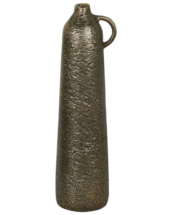 Vase Messingfinish Metall 40 cm Håndtak Elegant design Dekorasjon Tilbehør