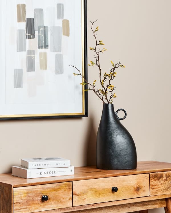 Dekorativ vase Svart Aluminium 36 cm Håndtak Moderne design Dekorasjon Tilbehør