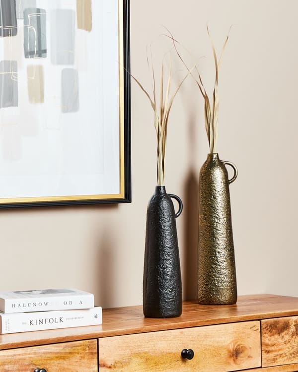 Dekorativ Vas Svart Aluminium 33 cm Hemtillbehör Glamourös Dekoration Vardagsrum Sovrum Matsal