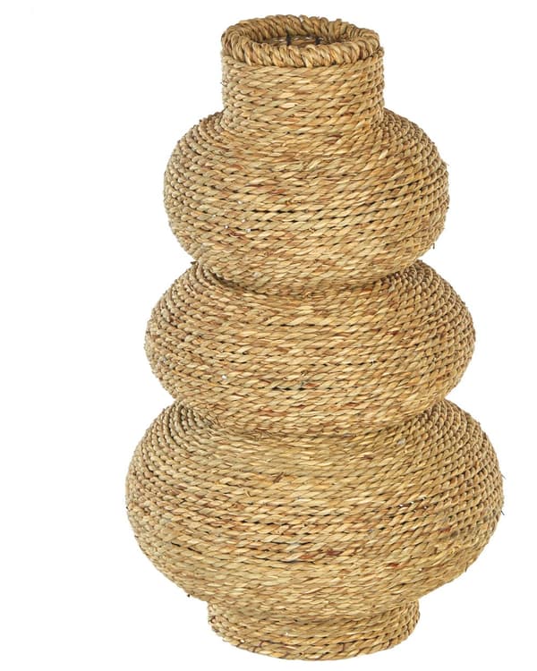 Koristemaljakko vaalea meriruoho luonnollinen 41 cm korkea käsin tehty kuivakukille