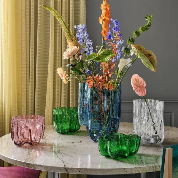 Crackle Vase Green, H 27cm - Kosta Boda