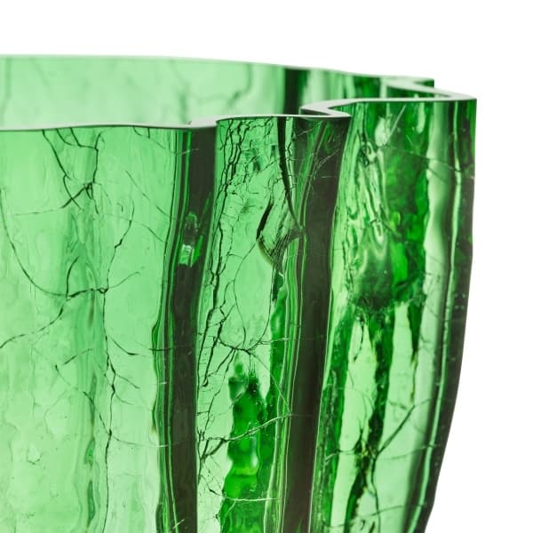 Crackle Vase Green, H 17,5cm - Kosta Boda