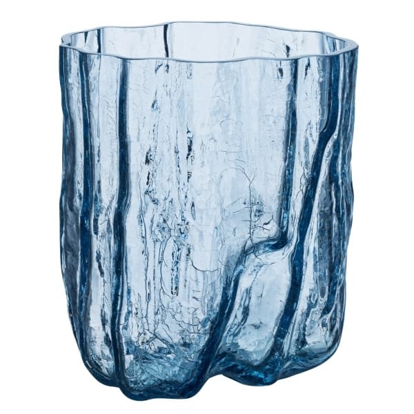 Crackle Vase Circular Glass, H 27cm - Kosta Boda