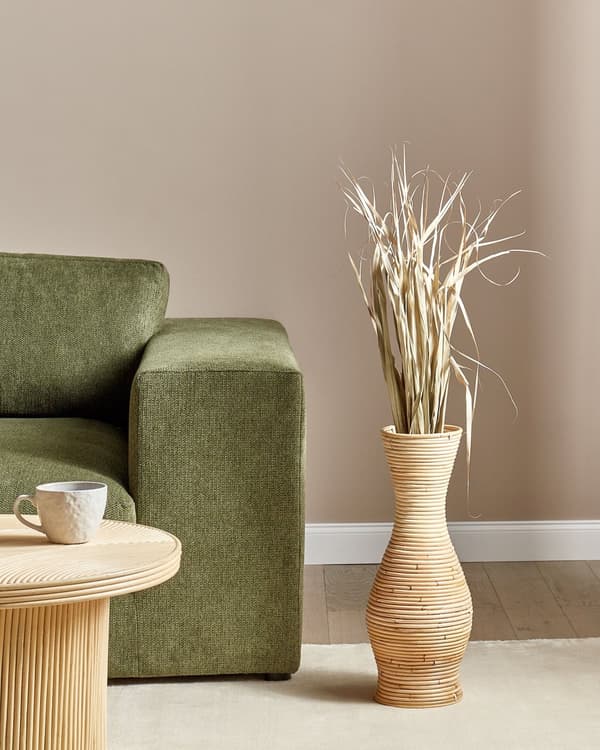 Vase Natur Rattan 50 cm Boheme og rustic stil Buet form Dekorations Tilbehør stue værelse køkken