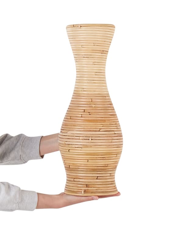 Vase Natur Rattan 50 cm Boheme og rustic stil Buet form Dekorations Tilbehør stue værelse køkken