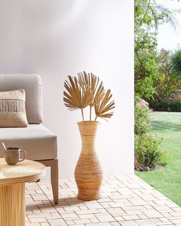 Vase Natur Rattan 50 cm Boheme og rustic stil Buet form Dekorations Tilbehør stue værelse køkken