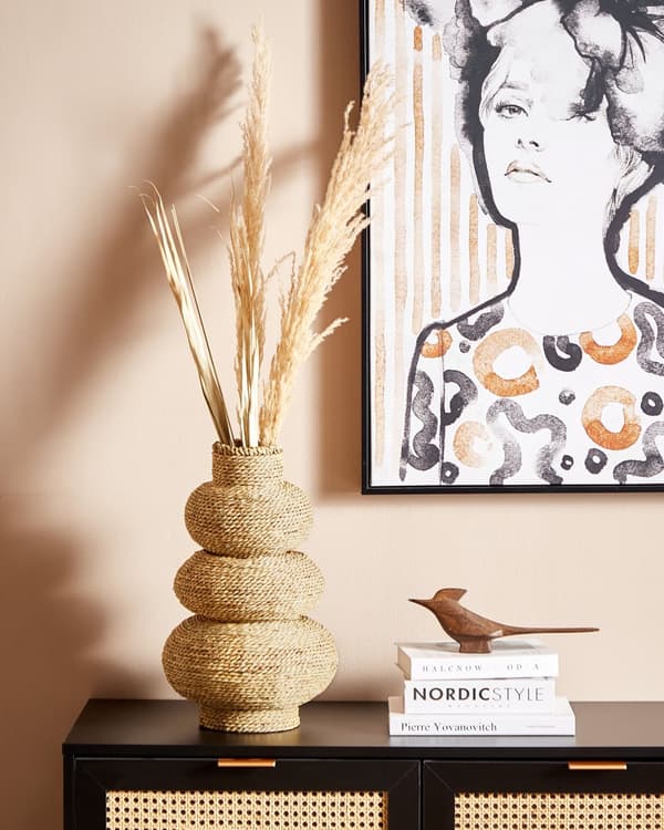 Dekorativ vase Lyst sjøgress 41 cm Håndlaget Naturlig stil Vase for tørkede blomster Dekorasjon Tilbehør