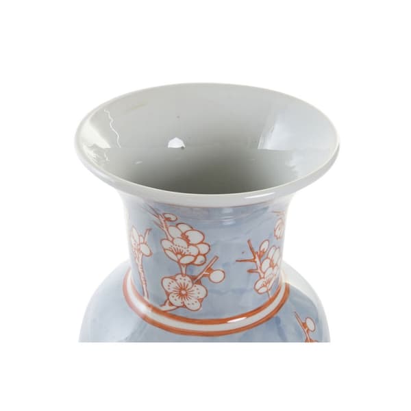 Vas DKD Home Decor 13 x 13 x 31 cm Porslin Blå Orange Orientalisk