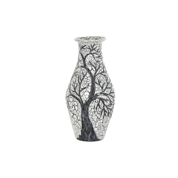 Vas DKD Home Decor Träd Vit Svart Vit/Svart Glas Terrakota n 29 x 29 x 60 cm