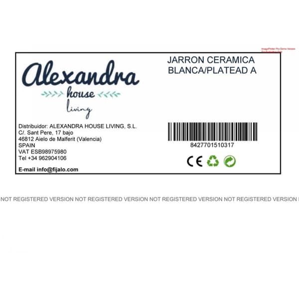 Vas Alexandra House Living Vit Silvrig Keramik 9 x 29 x 17 cm