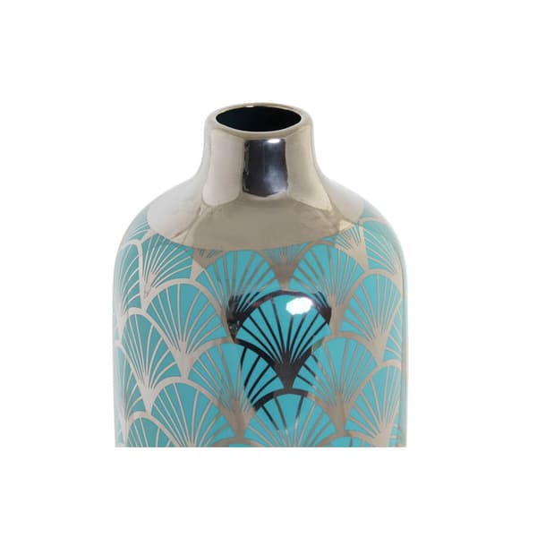 Vase DKD Home Decor 13 x 13 x 26 cm Porcelæn Turkisblå Orientalsk Chromsalt
