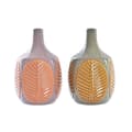 Miniatyrbillede 1 af 3: Vase DKD Home Decor Brun Pink Stentøj Blad af en plante 17 x 17 x 26 cm (2 enheder)