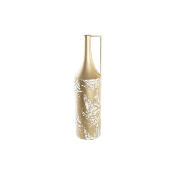 Vase DKD Home Decor Gylden Metal Flødefarvet Tropisk Blad af en plante (21 x 21 x 81 cm)