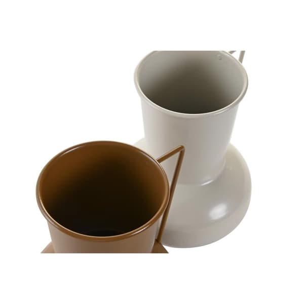 Vase DKD Home Decor 13 x 12.5 x 17 cm Beige Metal Orange Sennep (2 enheder)