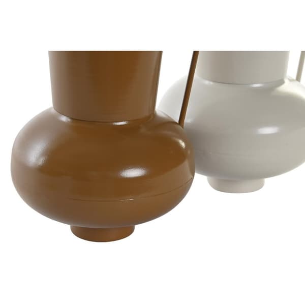 Vase DKD Home Decor 13 x 12.5 x 17 cm Beige Metal Orange Sennep (2 enheder)