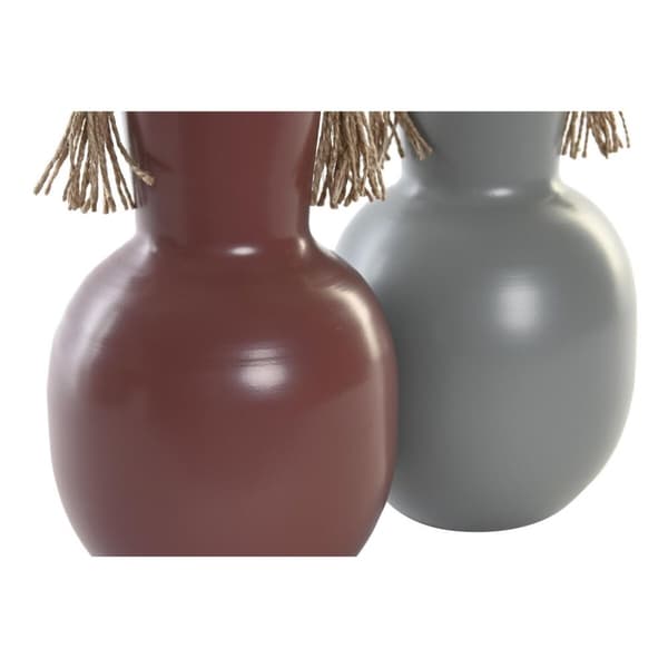 Vase DKD Home Decor 14 x 13 x 24 cm Grå Metal Terrakotta (2 enheder)