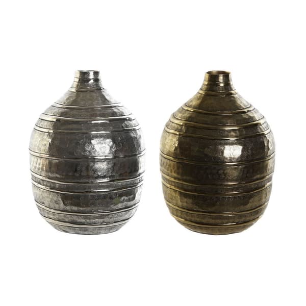 Vase DKD Home Decor 20 x 20 x 28,5 cm Sølvfarvet Gylden Aluminium Moderne (2 enheder)